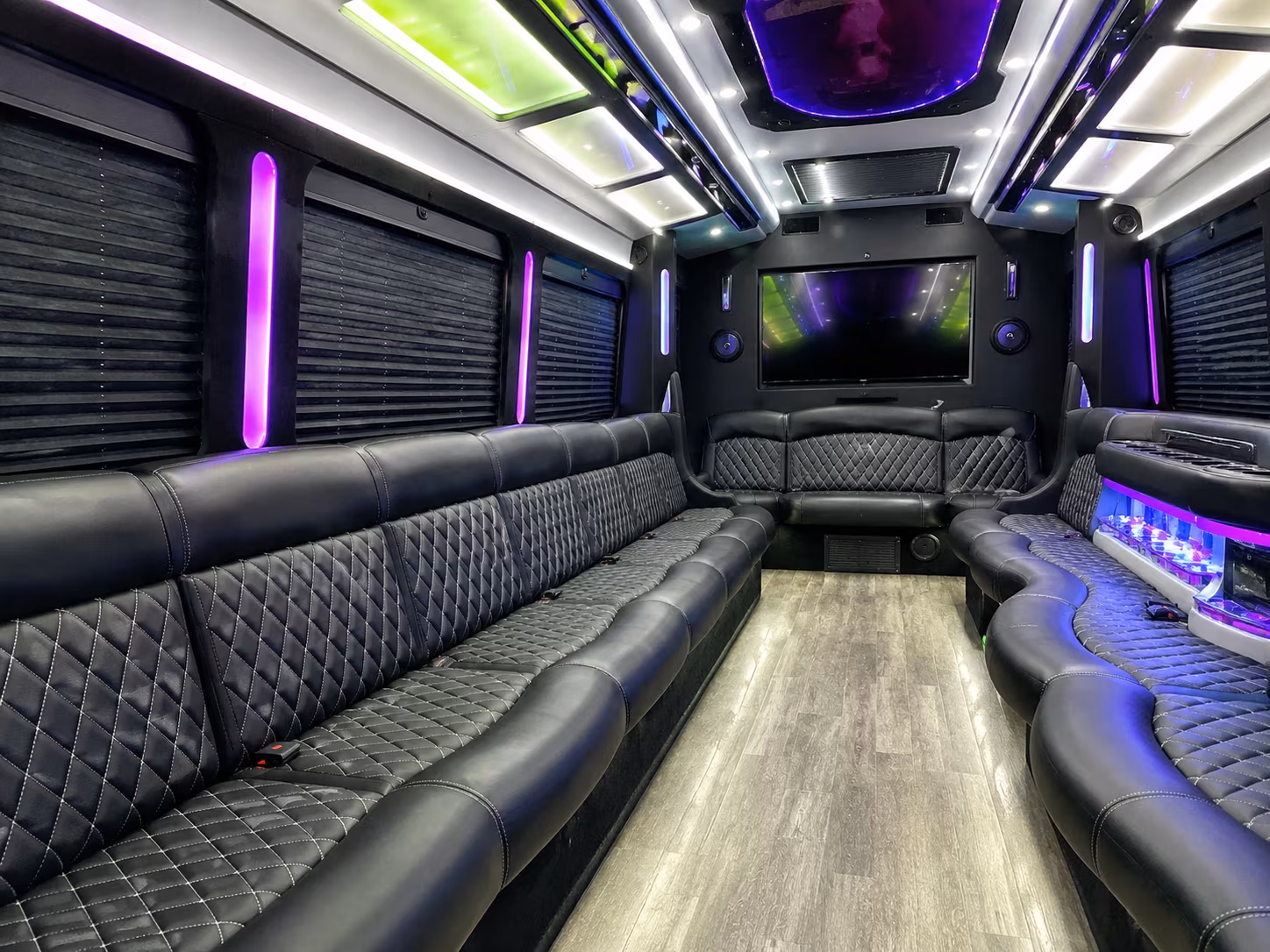 Pittsburgh Sporting Event Transportation party bus interior