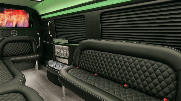 Interior of Charter Bus Company Parma's 14 Passenger Sprinter Limousine in Parma