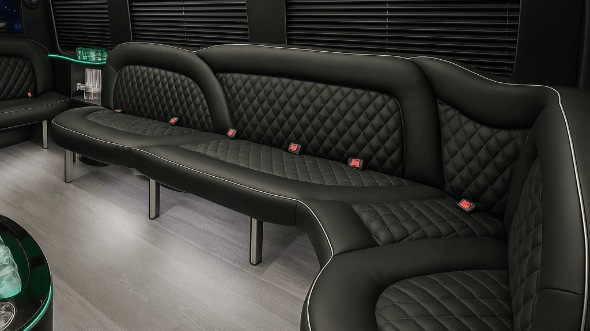 Interior of Charter Bus Company Youngstown's 14 Passenger Sprinter Limousine in Youngstown