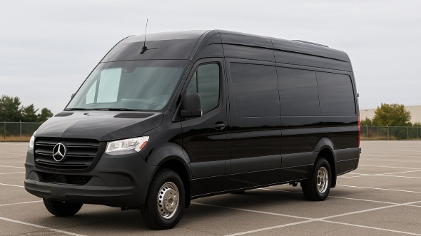 Exterior of Charter Bus Company Lorain's 14 Passenger Sprinter Limousine in Lorain