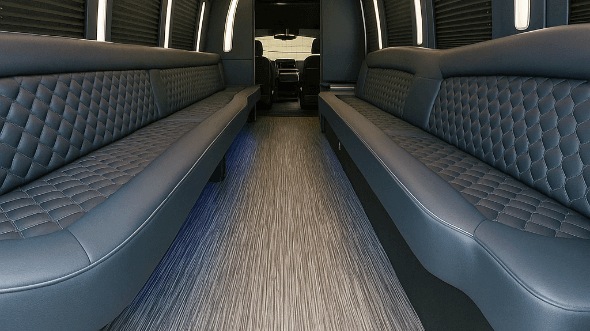 Interior of Charter Bus Company Akron's 20 Passenger Party Bus in Akron
