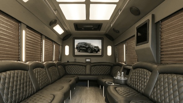 Interior of Charter Bus Company Elyria's 20 Passenger Party Bus in Elyria