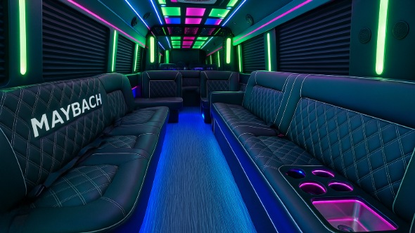 Interior of Charter Bus Company Canton's 25 Passenger Party Bus in Canton