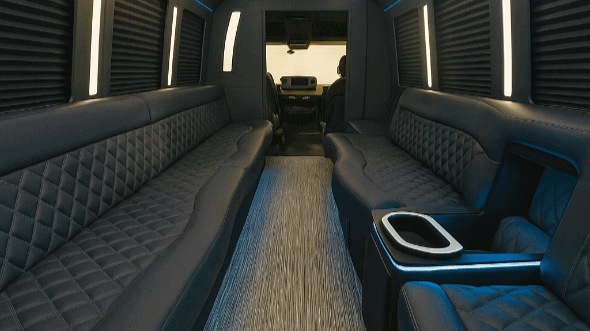 Interior of Charter Bus Company Cuyahoga Falls's 25 Passenger Party Bus in Cuyahoga Falls