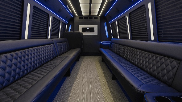 Interior of Charter Bus Company Cleveland's 28 Passenger Party Bus in Cleveland