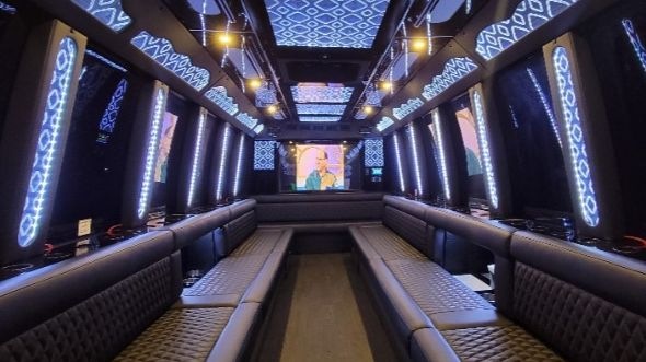 Interior of Charter Bus Company Akron's 30 Passenger Party Bus in Akron