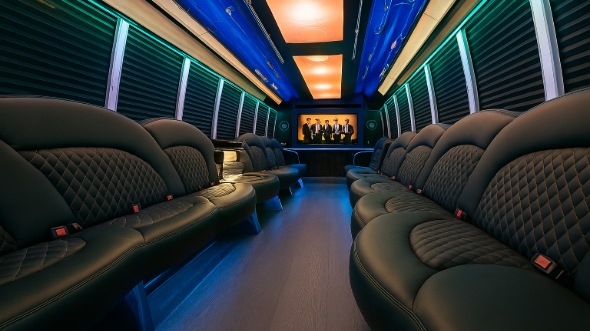 Interior of Charter Bus Company Cleveland's 30 Passenger Party Bus in Cleveland