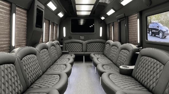 Interior of Charter Bus Company Akron's 40 Passenger Party Bus in Akron