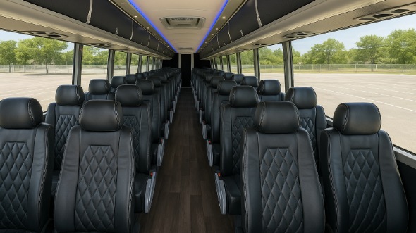 Interior of Charter Bus Company Pittsburgh's 46 Passenger Charter Bus in Pittsburgh