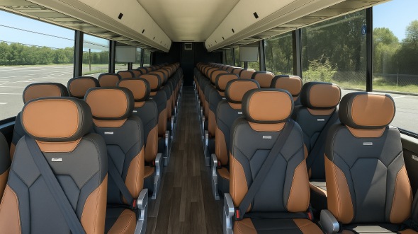 Interior of Charter Bus Company Pittsburgh's 48 Passenger Charter Bus in Pittsburgh