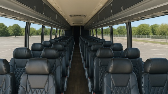 Interior of Charter Bus Company Pittsburgh's 54 Passenger Charter Bus in Pittsburgh