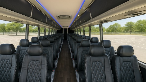 Interior of Charter Bus Company Pittsburgh's 55 Passenger Charter Bus in Pittsburgh